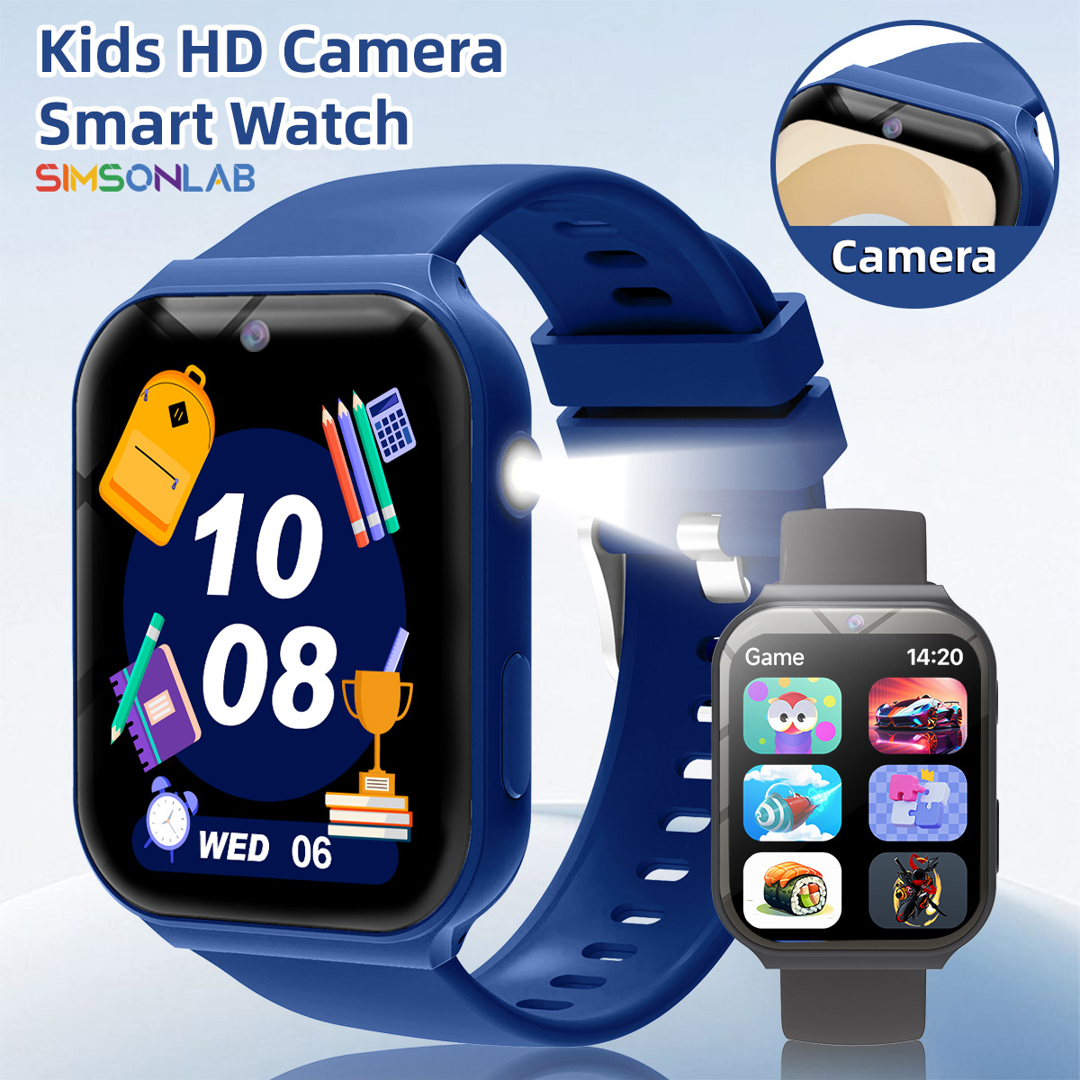 Smartwatch Watches For Boys - 어린이 학습용 카메라, 플래시, 멀티 게임,