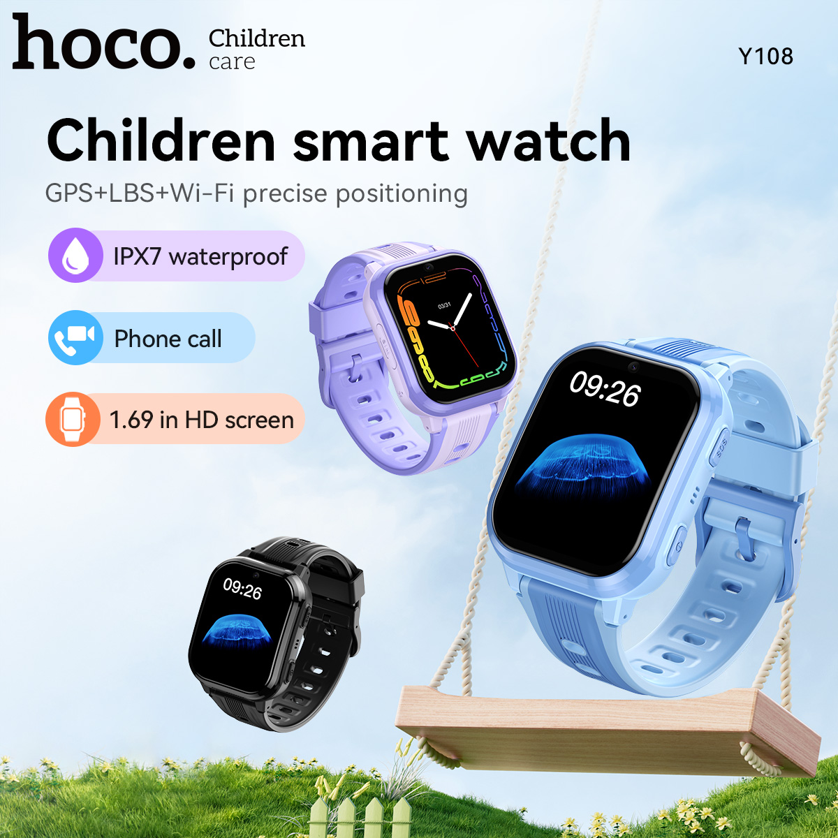 Smartwatch Watches For Boys - HOCO Y108 1.69인치 HD LCD 곡면