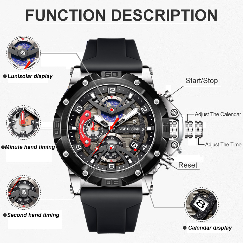 LIGE 최고급 브랜드 남성용 시계 캐주얼 스포츠 실리 - Smartwatch Watches Brands For Men 리뷰 및 가격