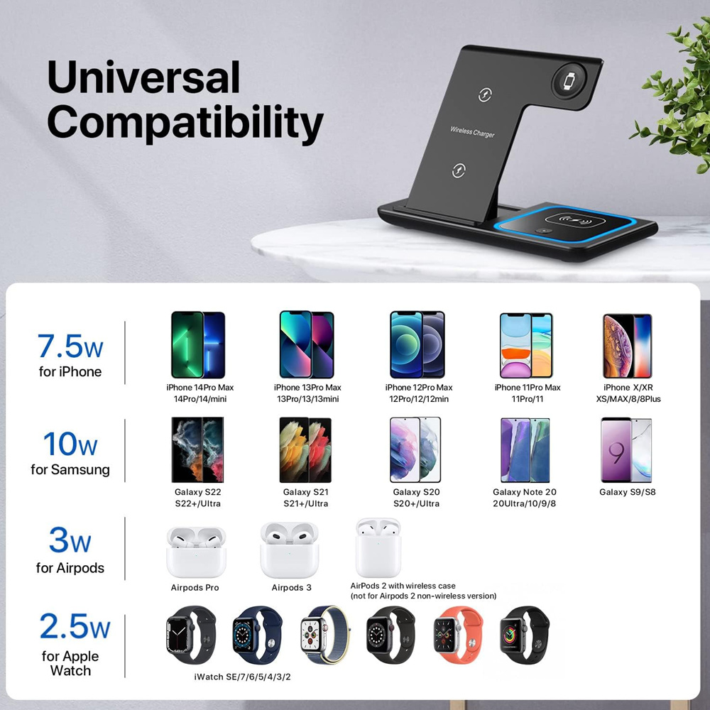 무선 충전기 홀더 스탠드 3 in 1 접이식 고속 충전 - Smartwatch Apple Watch 리뷰 및 가격