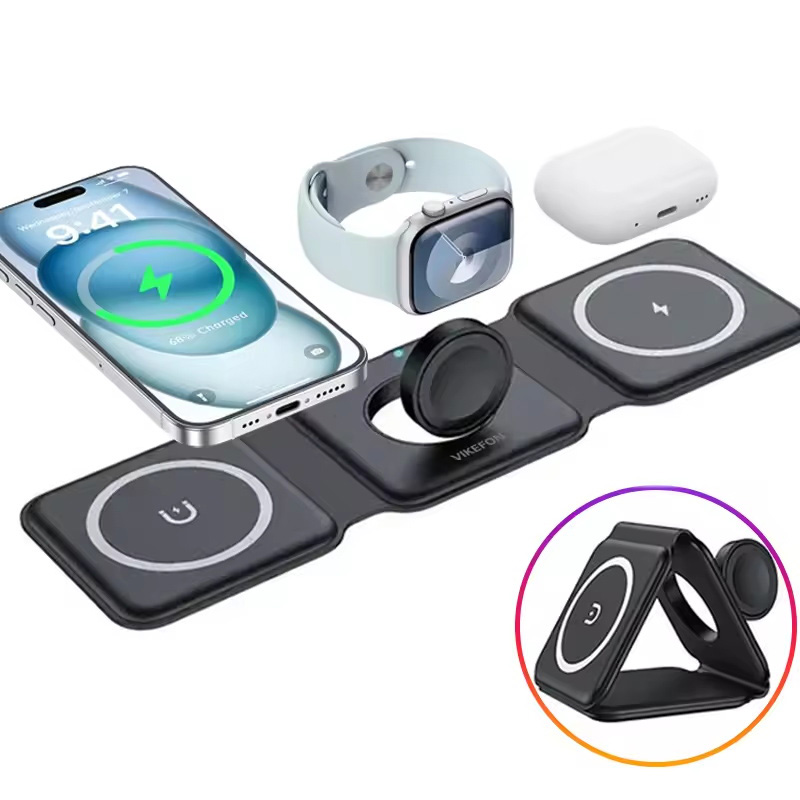 3-in-1 마그네틱 폴딩 무선 충전기, 15W 고속  - Smartwatch Apple Watch 리뷰 및 가격