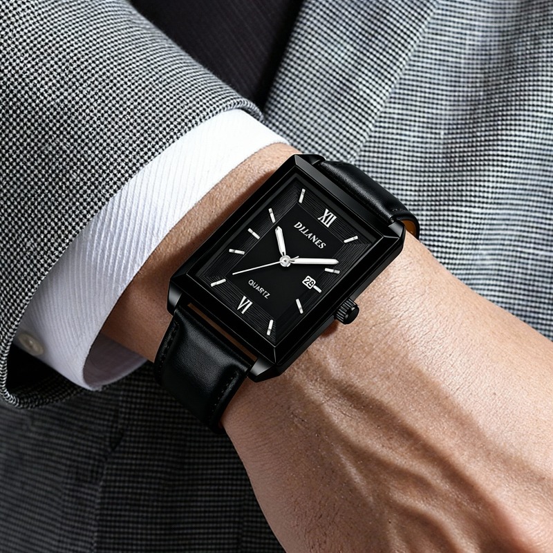 캐주얼 가죽 남성용 시계 패션 스퀘어 쿼츠 시계 남성용 - Smartwatch Watches Brands For Men 리뷰 및 가격