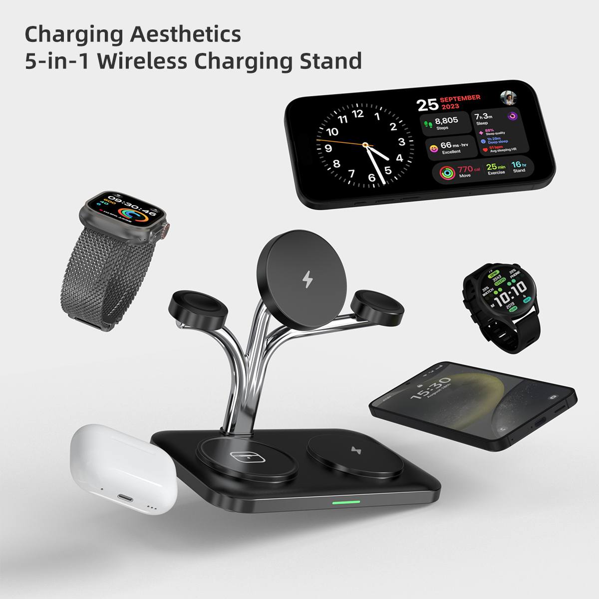 5 IN 1 마그네틱 무선 충전기 듀얼 폰 및 시계 고 - Smartwatch Apple Watch 리뷰 및 가격