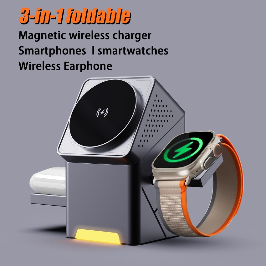 3 in 1 마그네틱 무선 충전기 접이식 15W 고속  - Smartwatch Apple Watch 리뷰 및 가격