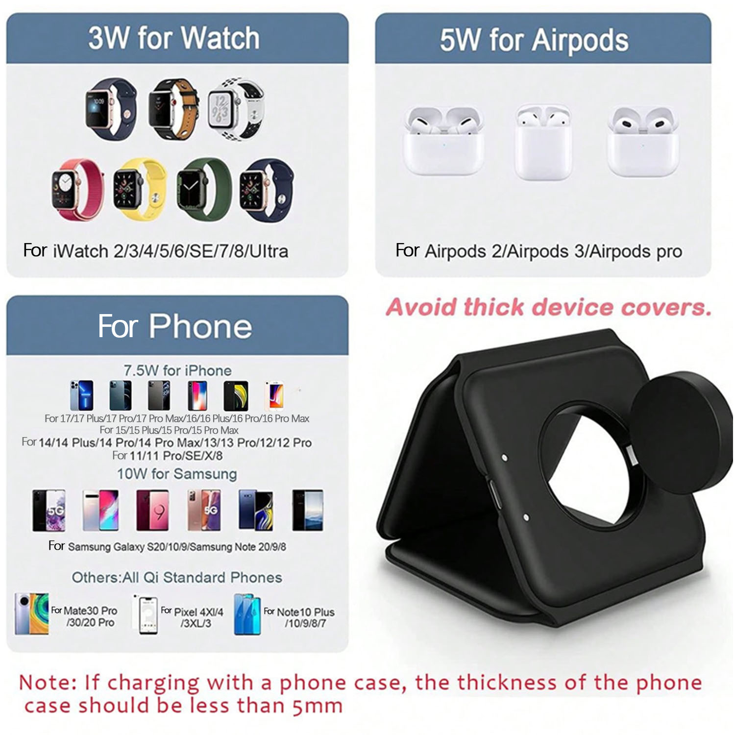 3 in 1 무선 충전 스테이션 마그네틱 고속 충전 1 - Smartwatch Apple Watch 리뷰 및 가격